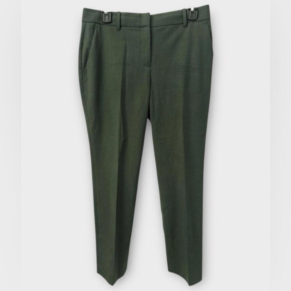 Theory Treeca 2 Cropped Wool Slim Pants – Hunter Green Melange (Size 4) - Picture 3 of 7